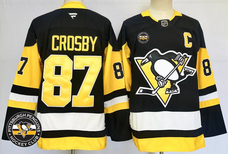Men Pittsburgh Penguins #87 Crosby Black Fanatics 2025 NHL Jersey style 2